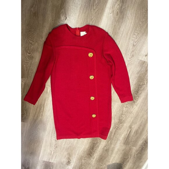 Vintage Steve Fabrikant Wool Dress Christmas Holidays Red - Picture 13 of 14